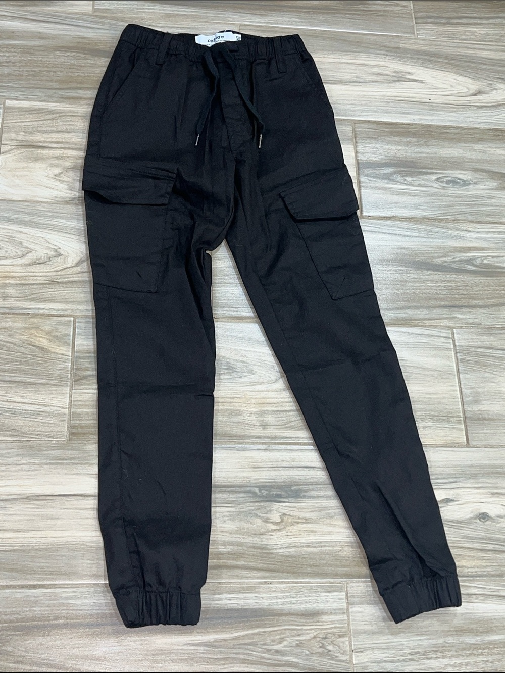 refuge Black Cargo Jogger Pants with Drawstring Waist
